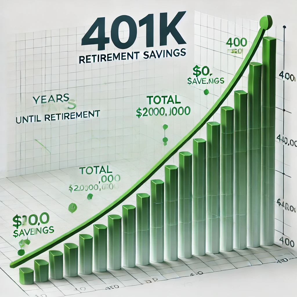 401k savings growth chart illustration